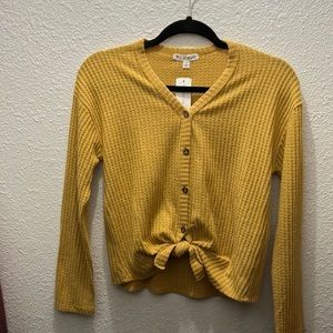 Yellow button down waffle top